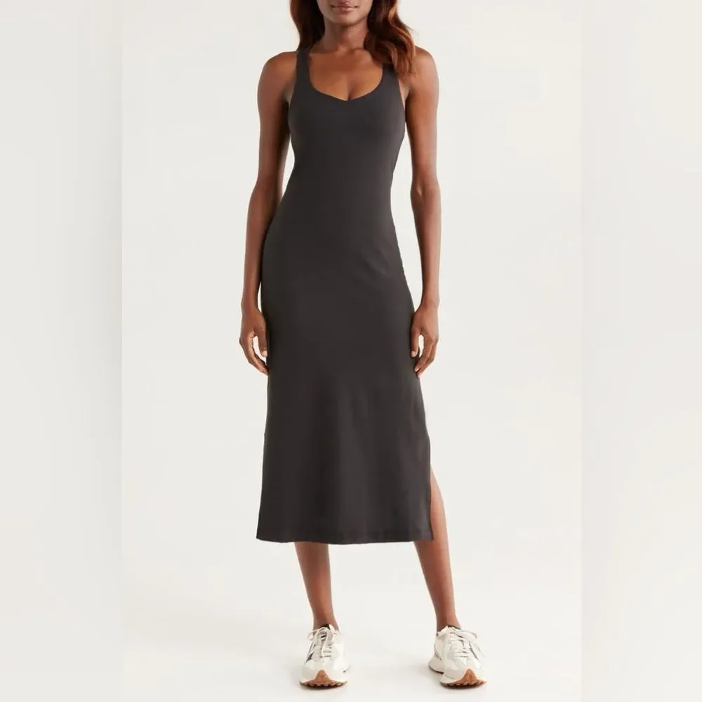 Vuori Halo Racerback Midi Tank Dress Size Large in Black